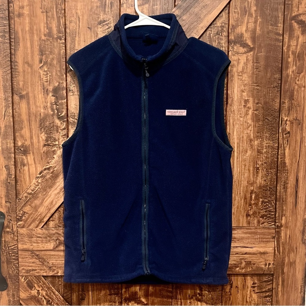 Vineyard vines men's fleece harbor navy blue‎ vest size small EUC - Picture 2 of 6